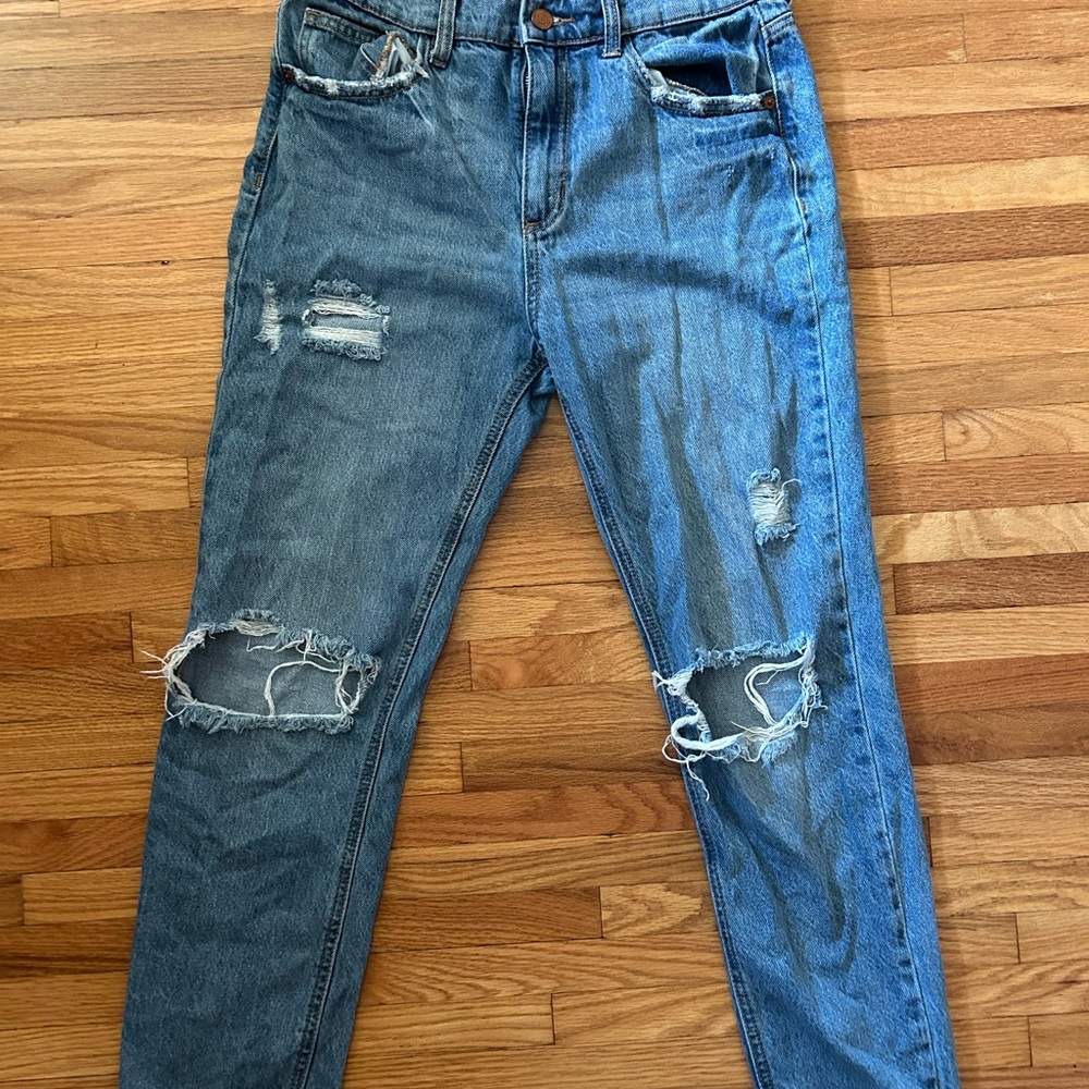 Altar'd State Ripped Boyfriend Jeans - Blue